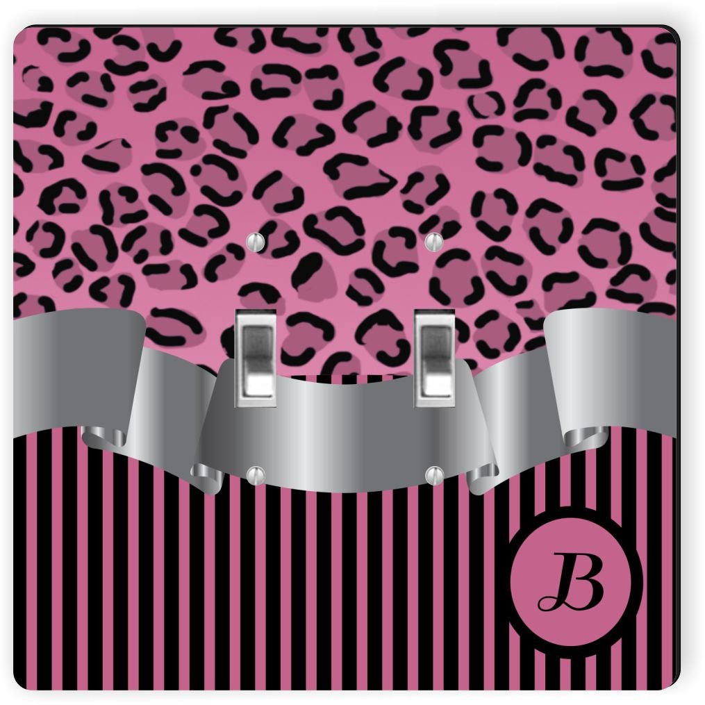 rikki knight 2270 双栓扣字母"b" 浅粉色豹纹印花条纹字母设计灯开关